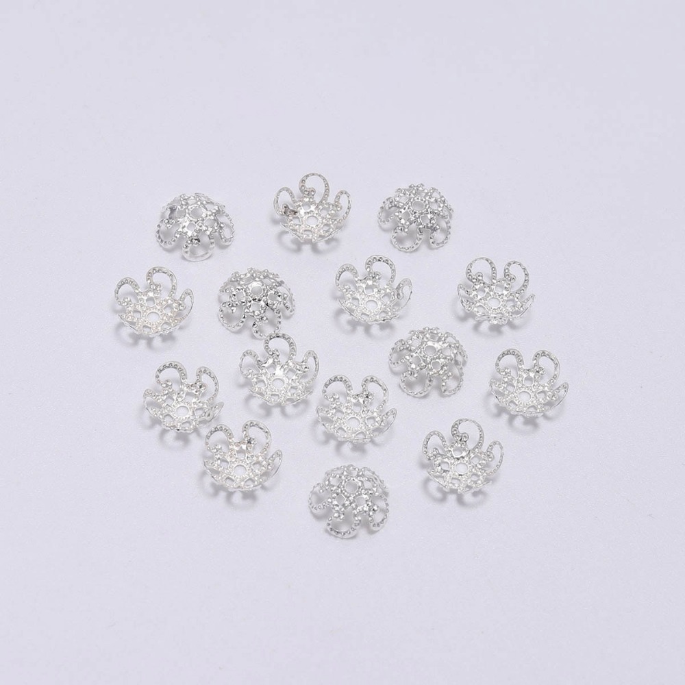 Metal Hollow Flower Spacer Beads End Pendant Diy Charms - Temu