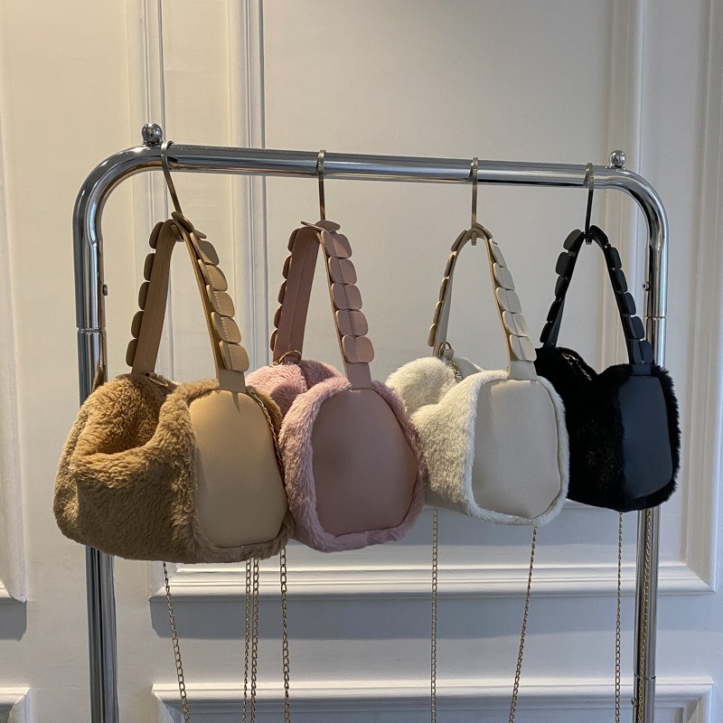 Hobo Bags for Women Small Satchel Bag Stylish Mini Tote Handbag Fluffy Fur  Purse Crossbody Bag Winter Shoulder Bag 2023