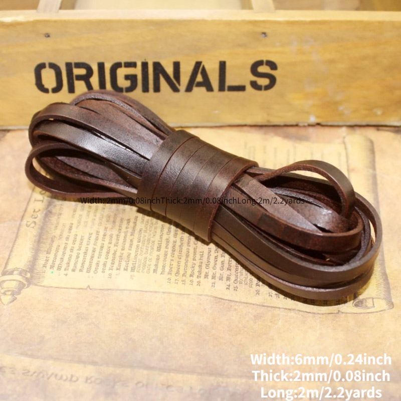 2meters Retro Coffee Genuine Leather Strap Findings 3/4/5/8/10mm