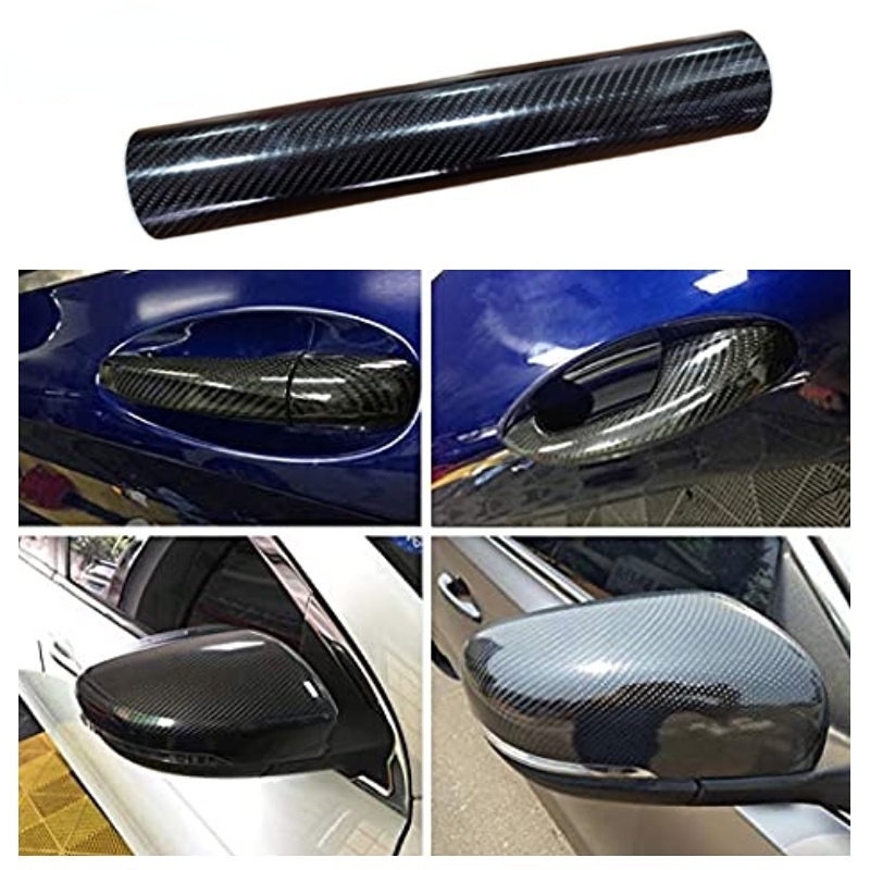 6D Shiny Gloss Glossy Black Carbon Fiber Film Wrap Vinyl Decal Car Auto  Sticker