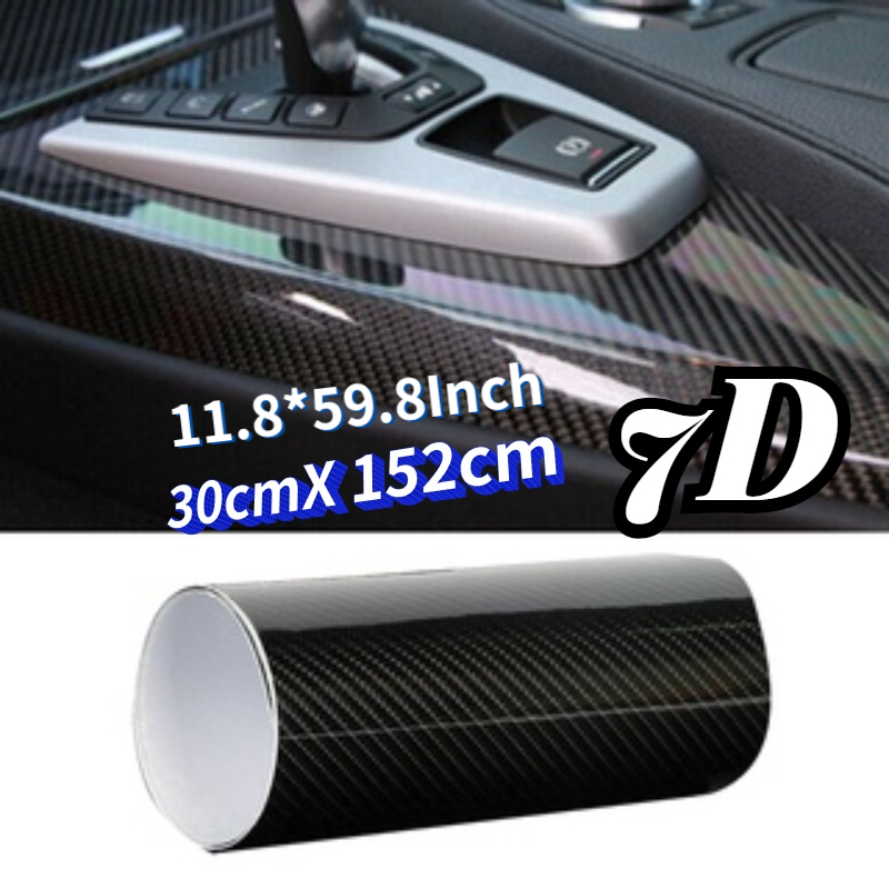 6D Shiny Gloss Glossy Black Carbon Fiber Film Wrap Vinyl Decal Car Auto  Sticker