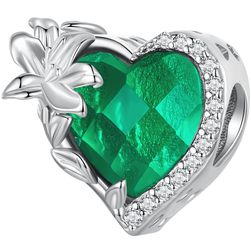 Heart Shape Birthstone 925 Sterling Silver Pendant DIY 5mm Bracelet