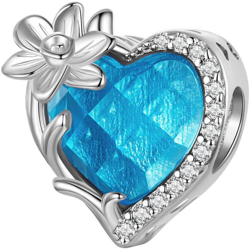 Heart Shape Birthstone 925 Sterling Silver Pendant DIY 5mm Bracelet