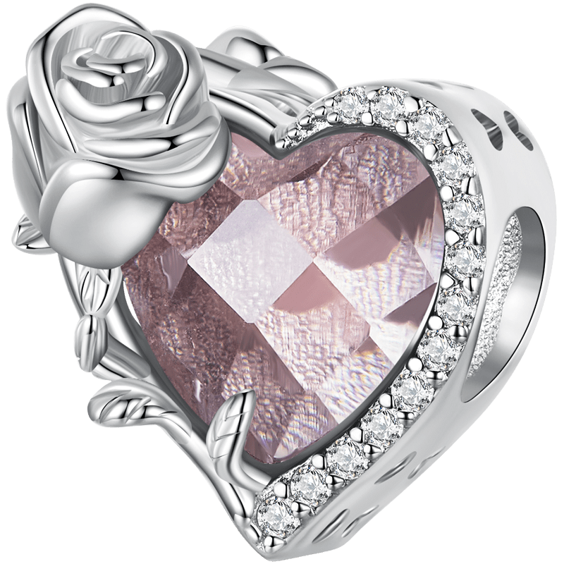 Heart Shape Birthstone 925 Sterling Silver Pendant DIY 5mm Bracelet