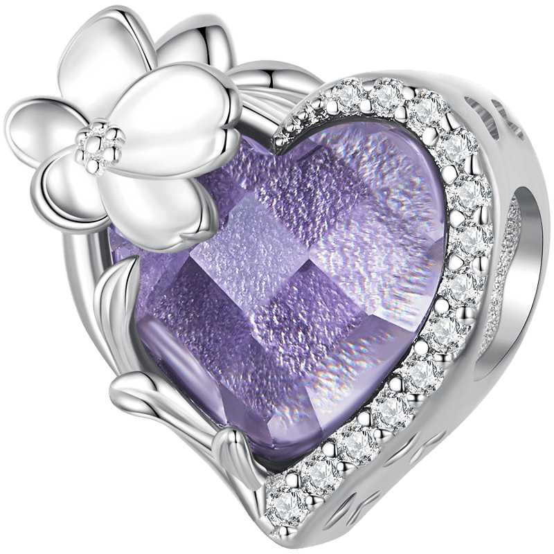 Heart Shape Birthstone 925 Sterling Silver Pendant DIY 5mm Bracelet