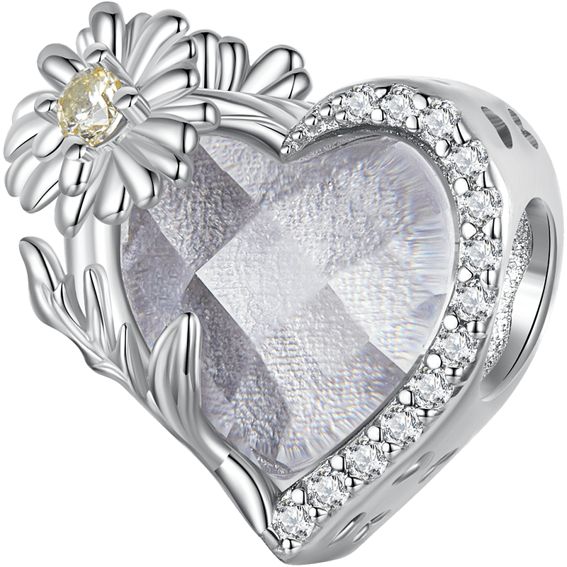 Heart Shape Birthstone 925 Sterling Silver Pendant DIY 5mm Bracelet