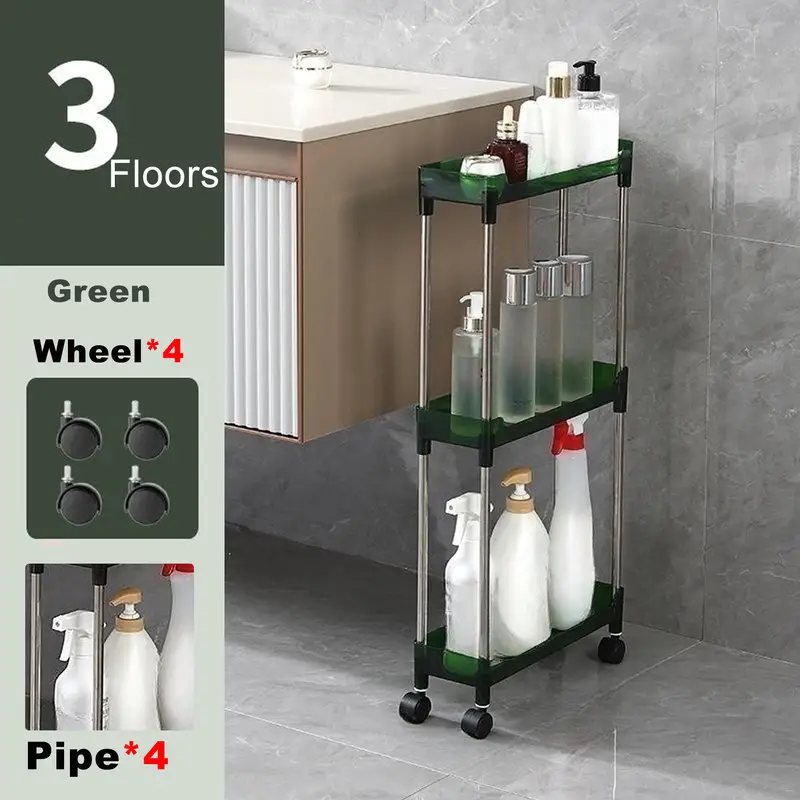 Slim Rolling Storage Cart 3 Tier Bathroom Organizer Mobile - Temu