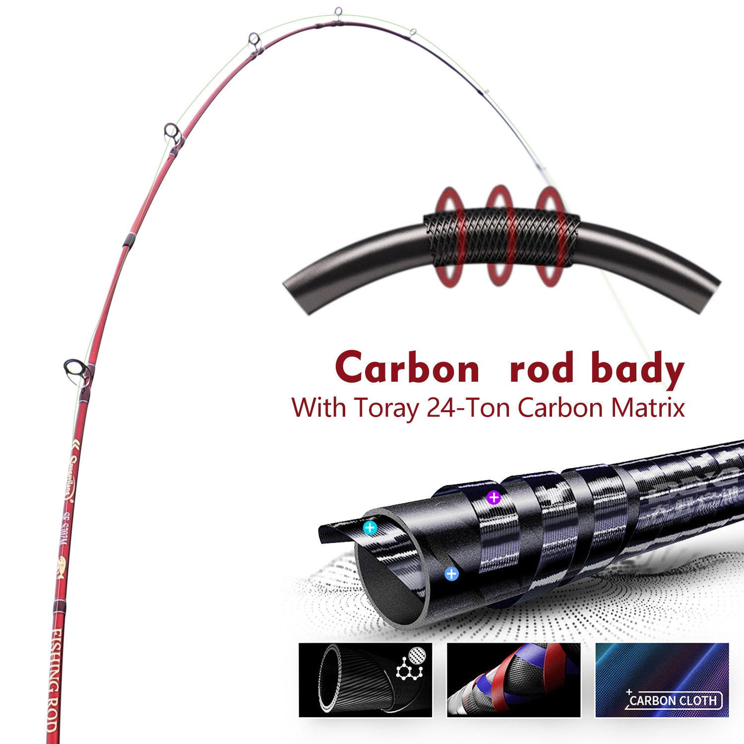 Sougayilang Red Carbon Fiber Fishing Rod Portable Fishing - Temu Canada