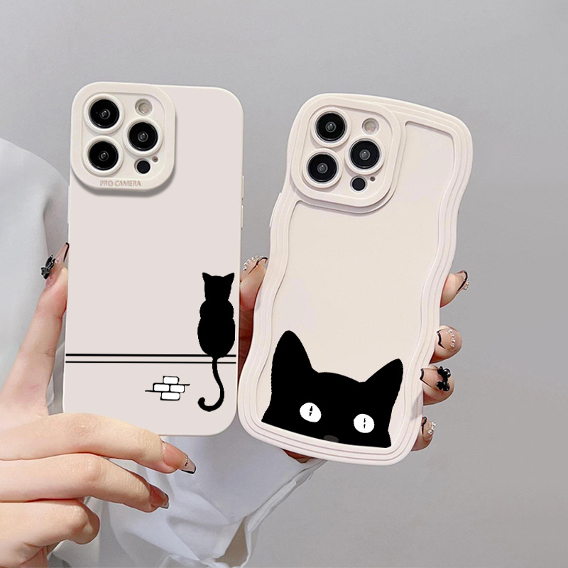 2pcs Black Cat Phone Case For Iphone 14 13 12 11 Pro Max X Xr Xs 7