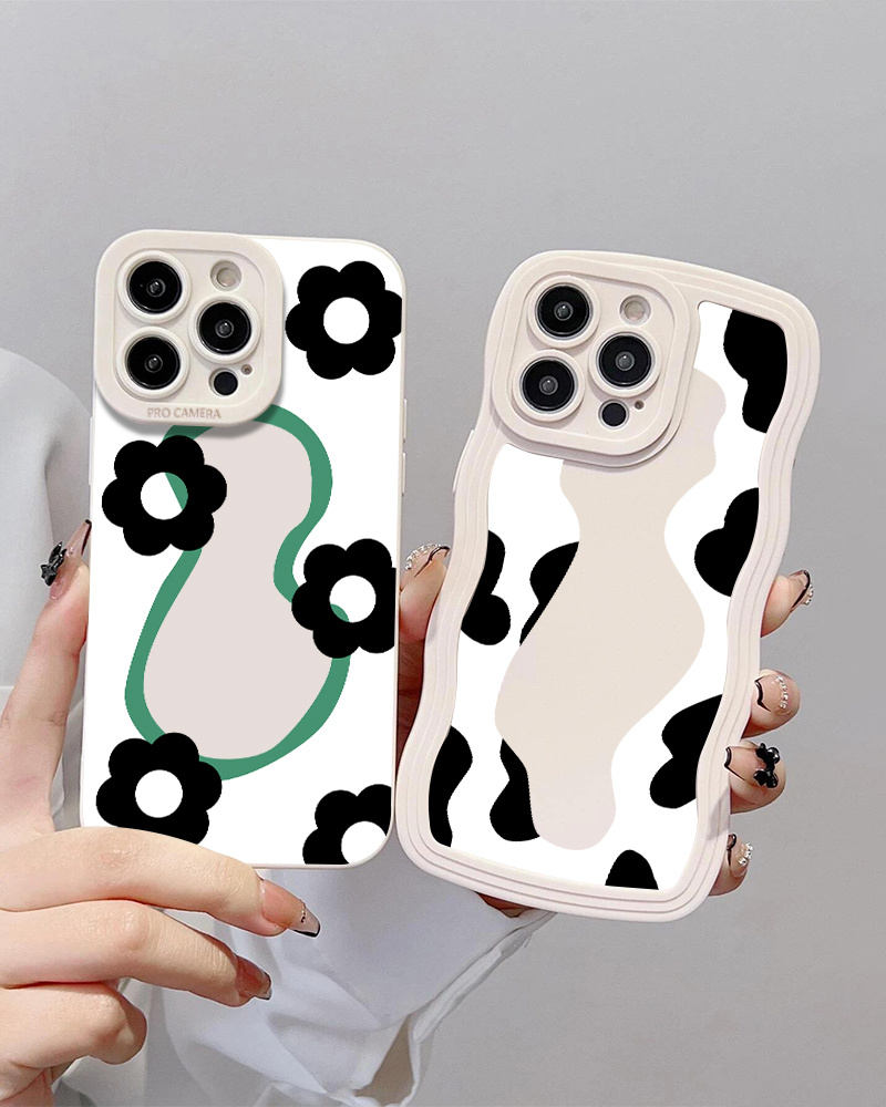 2pcs Silicone Phone Case Black White Color Contrast Map Phone Case For IPhone 14 13 12 11 Pro Max Mini XR XS Max X 8 7 14 Plus SE 2020 CLT Camera Le