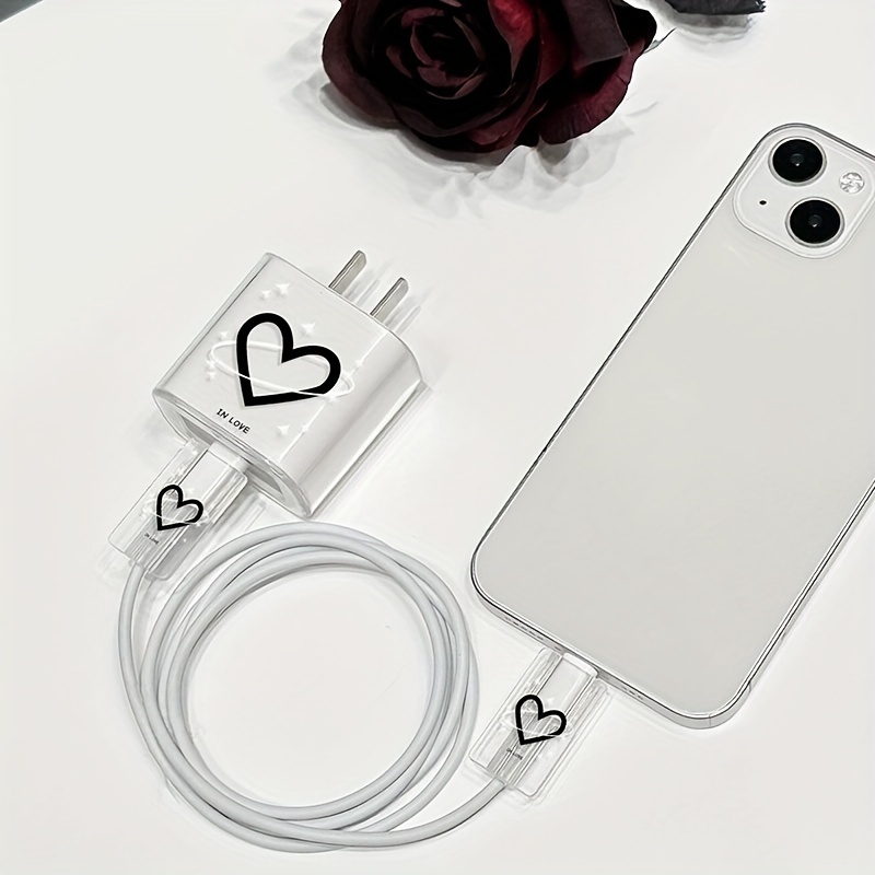 Black Love Charger Protector Cable Organiser for iPhone 18W 20W