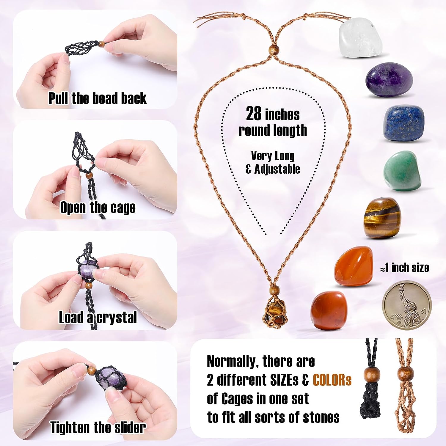 Crystal Holder Necklaces Cage Real Natural Gemstone Necklace - Temu United  Arab Emirates