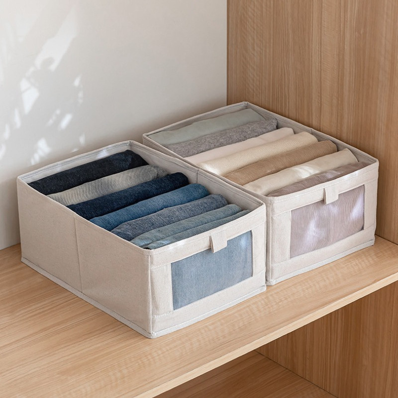 3pcs Boîte de rangement lavable fenêtre transparente Boîte de rangement en  tissu avec poignée Boîte de rangement pour vêtements, jouets, livres - Temu  France