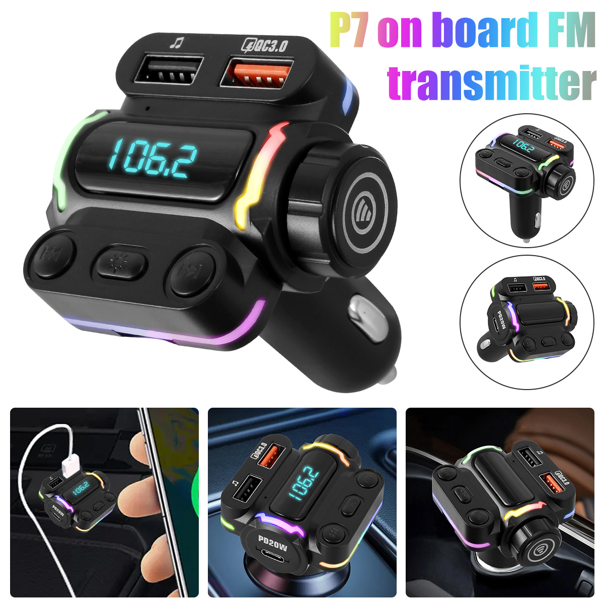 Comprar Transmisor FM Bluetooth 5,0 para coche, receptor de Audio  inalámbrico con manos libres, reproductor MP3 automático 2.1A, cargador  rápido USB Dual, accesorios para coche