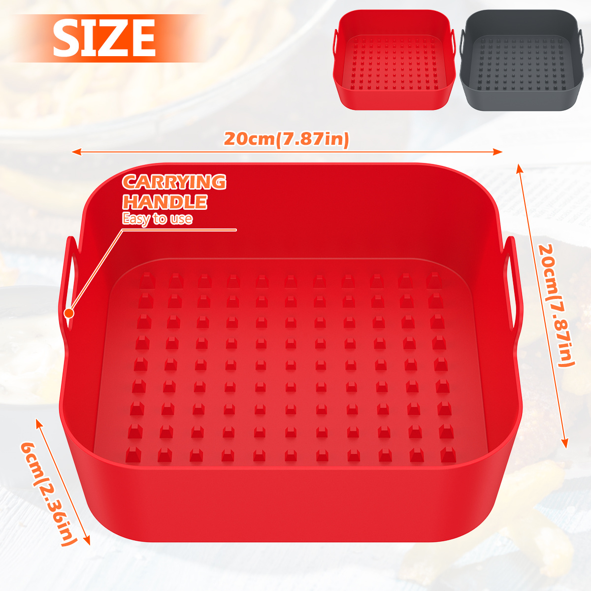 2x 20cm Square Silicone Air Fryer Liners