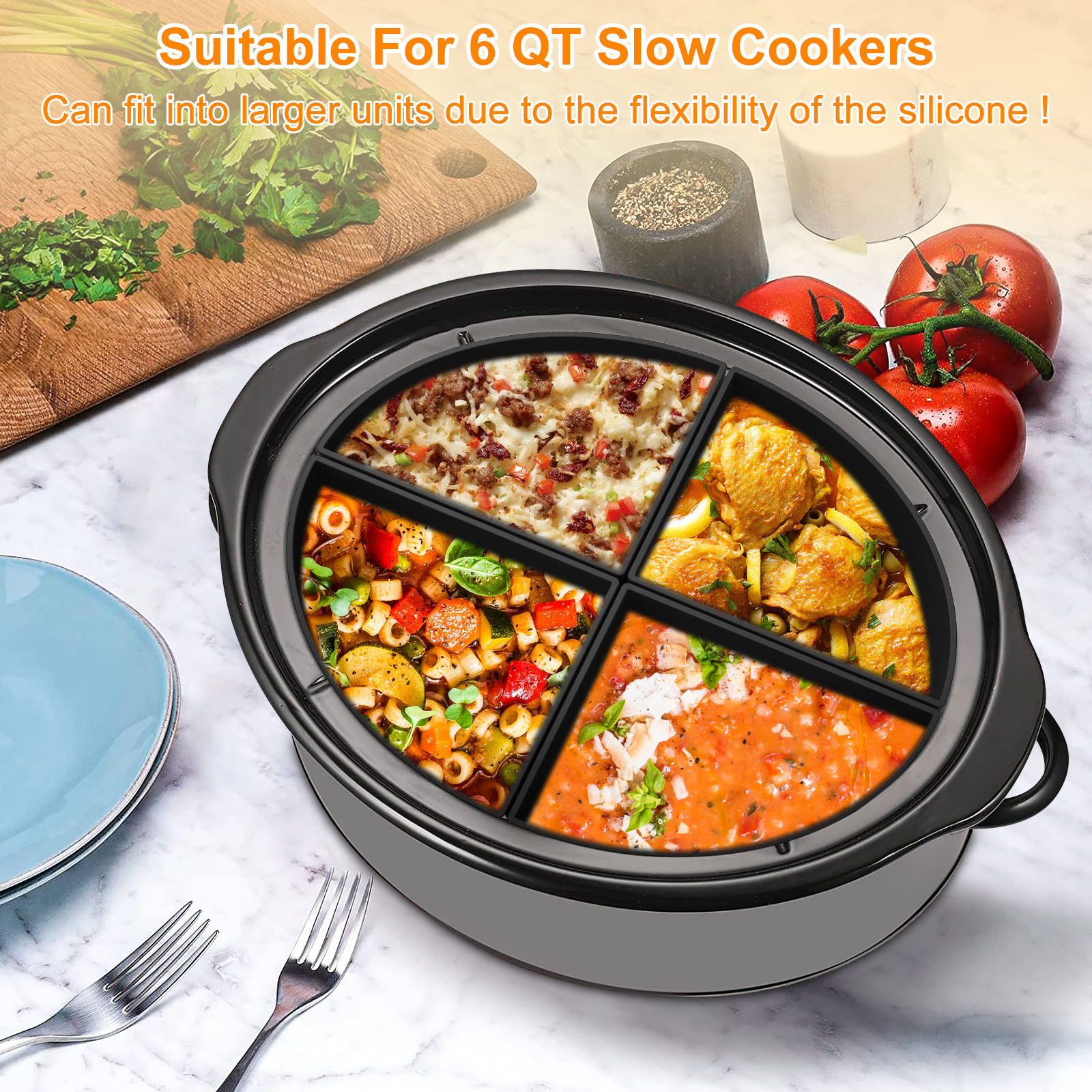 Reusable Silicone Slow Cooker Liners Divider Leakproof Heat
