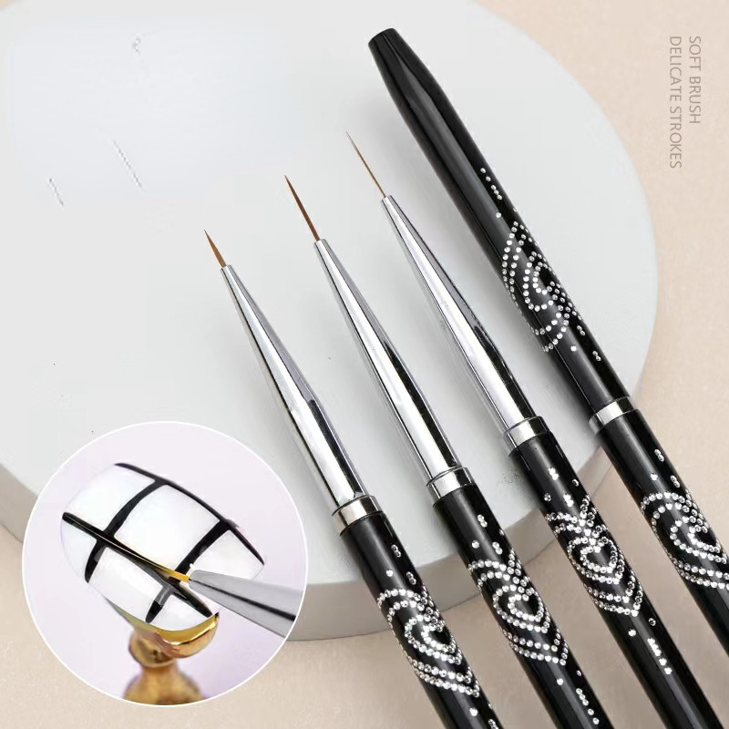 3PCS Nail Art Liner Brushes, Nail Painting Drawing Pens 