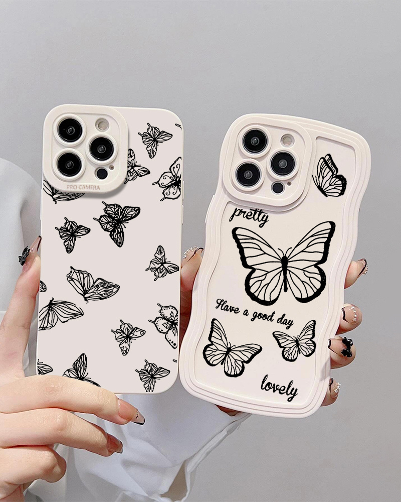 2pcs Funda Mariposa Negra Teléfono Iphone 14 13 12 11 Pro - Temu