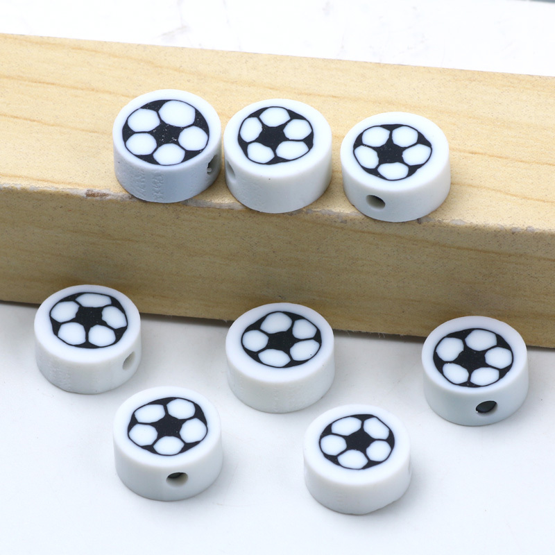 Black White Clay Beads 20pcs/lot Beads With Cartoon Pattern