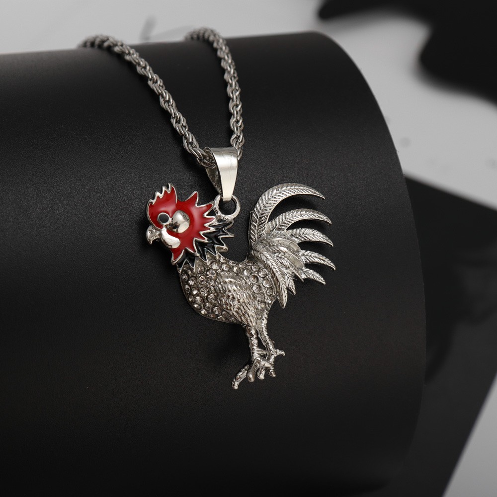 Golden Steel rooster pendant / Rooster pendant / Rooster 