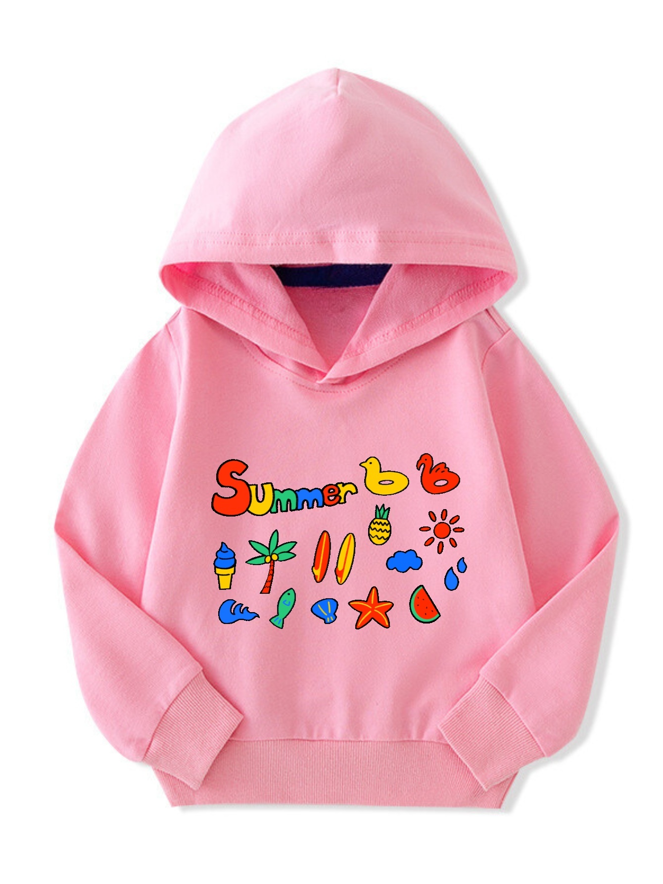 Cartoon summer Elements Print Girls Loose Sweatshirt Temu