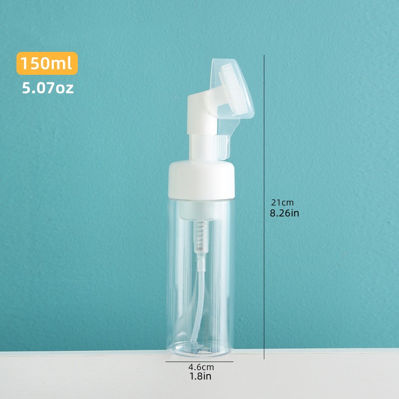 Transparent Empty Soap Foaming Bottle Mousse Foam Bottle Facial Cleanser  Pump Dispenser With Silicone Foam Massage Clean Brush Head 100/120 Ml