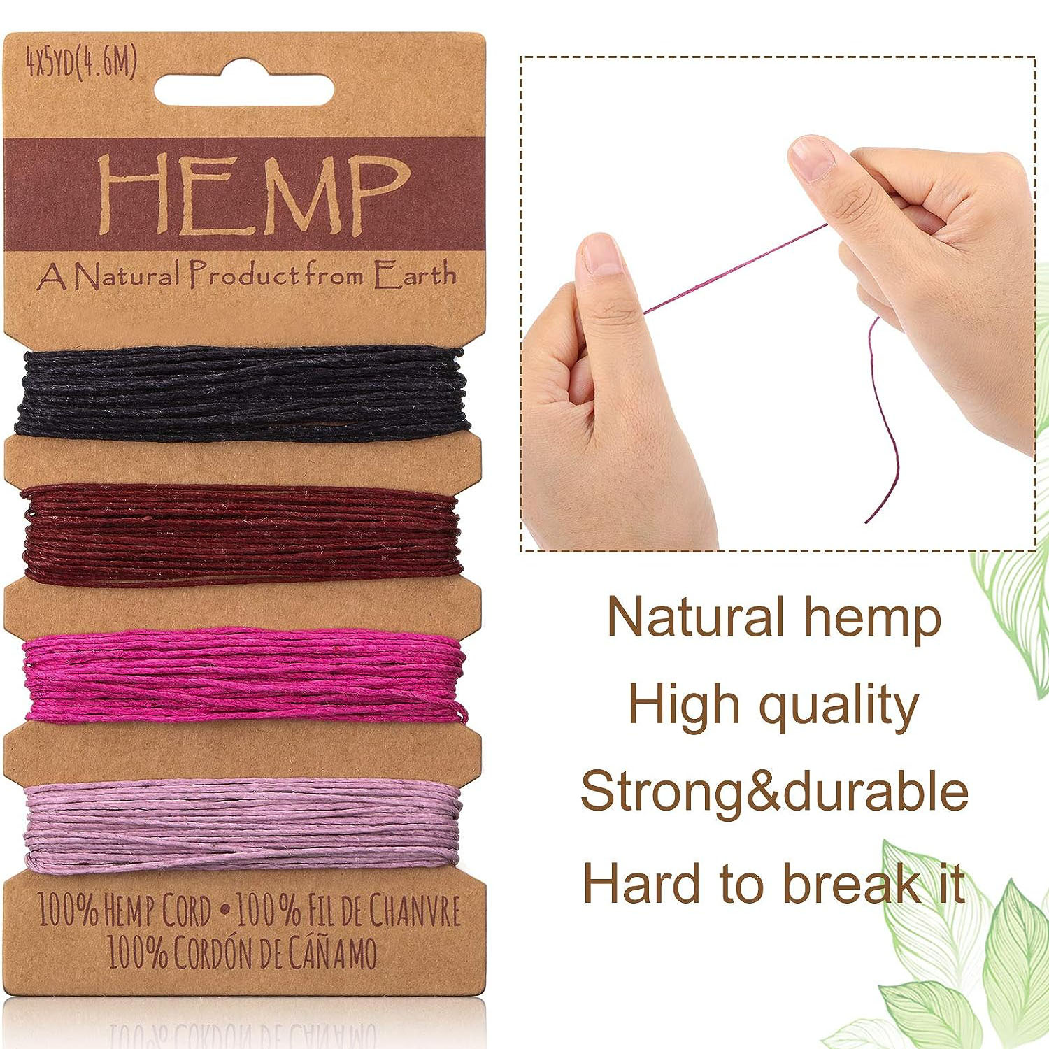 Natural Hemp Twine Bead Cord 1mm Three Color Assorted Variety Pack