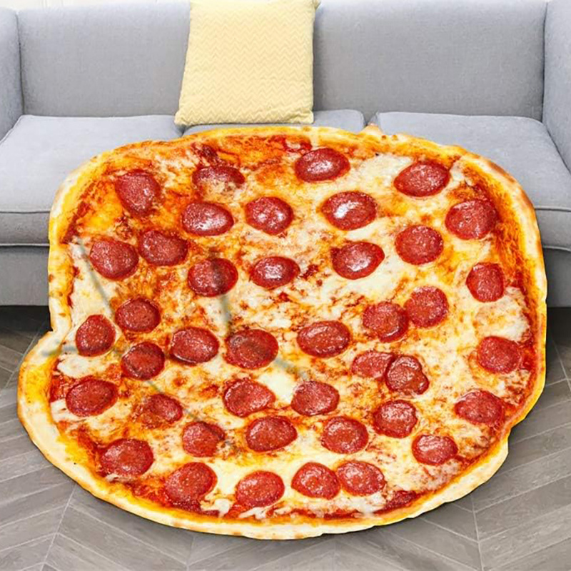 1pc   pizza print blanket funny food flannel round blanket soft warm throw blanket nap blanket for couch sofa office bed camping travel multi purpose gift blanket for   details 2