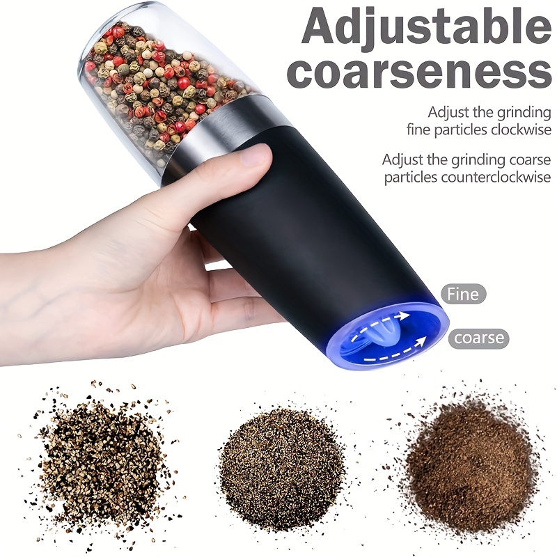 Black/Silver Automatic Gravity Electric Salt and Pepper Grinder Fast Mill
