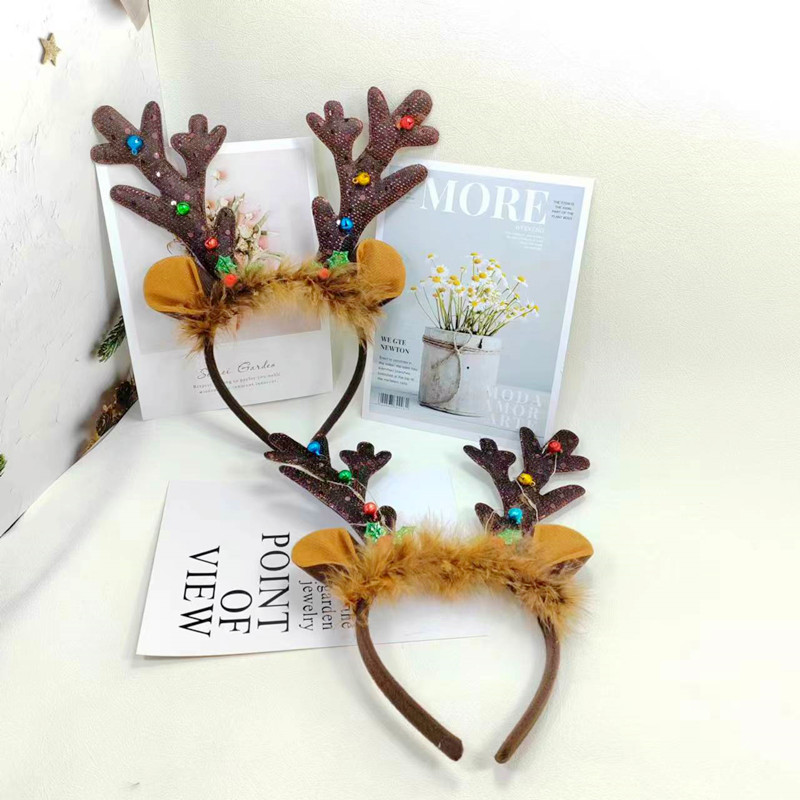 Christmas Antlers Bell Headband Shimmering Cute Head Hoop - Temu