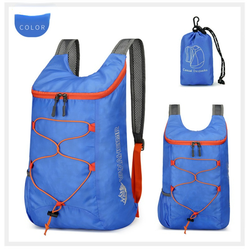 1pc Blue Foldable Backpack, Waterproof Storage Bag, Lightweight  Travel/hiking Backpack
