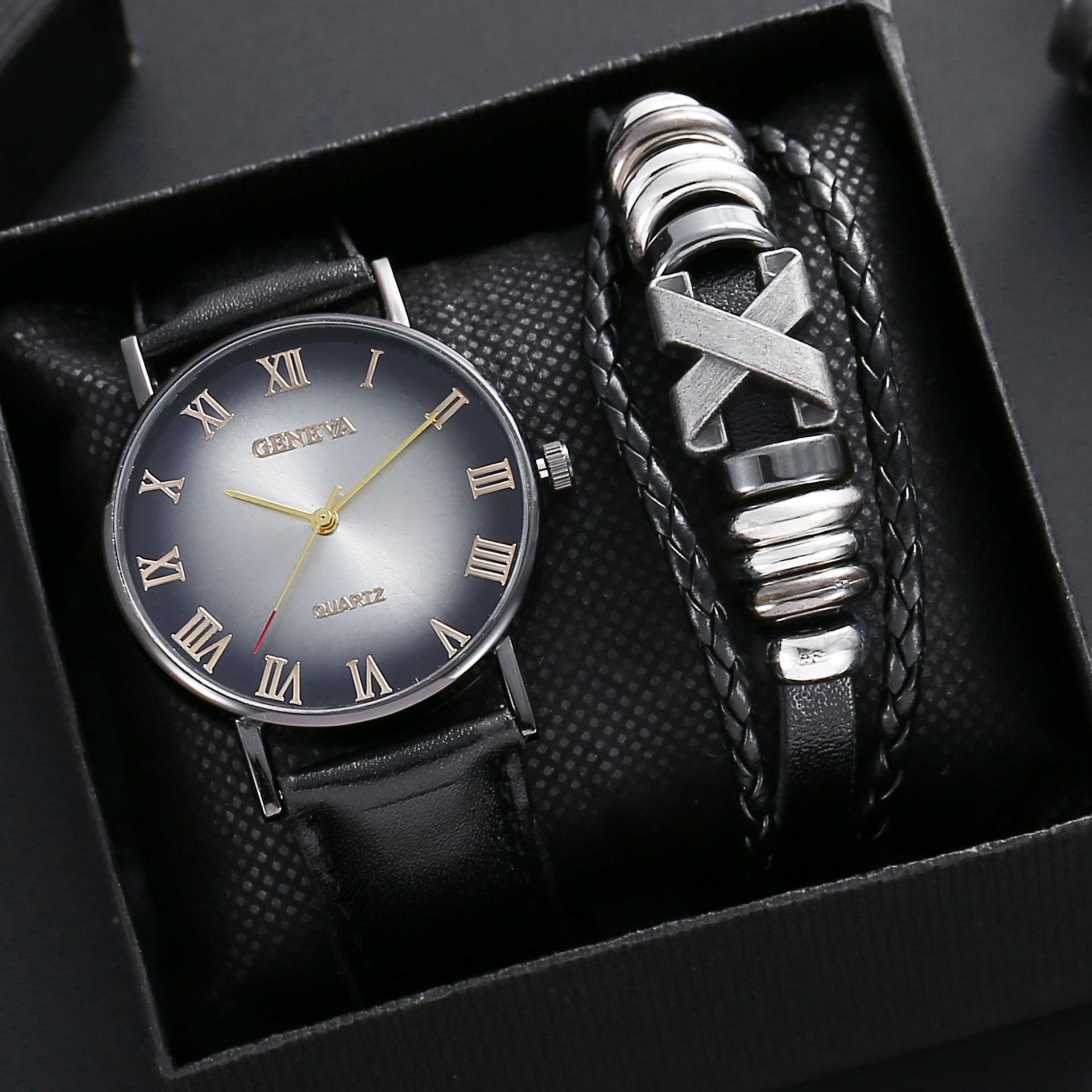 2 個の腕時計メンズ学生トレンディなファッションシンプルな腕時計 +