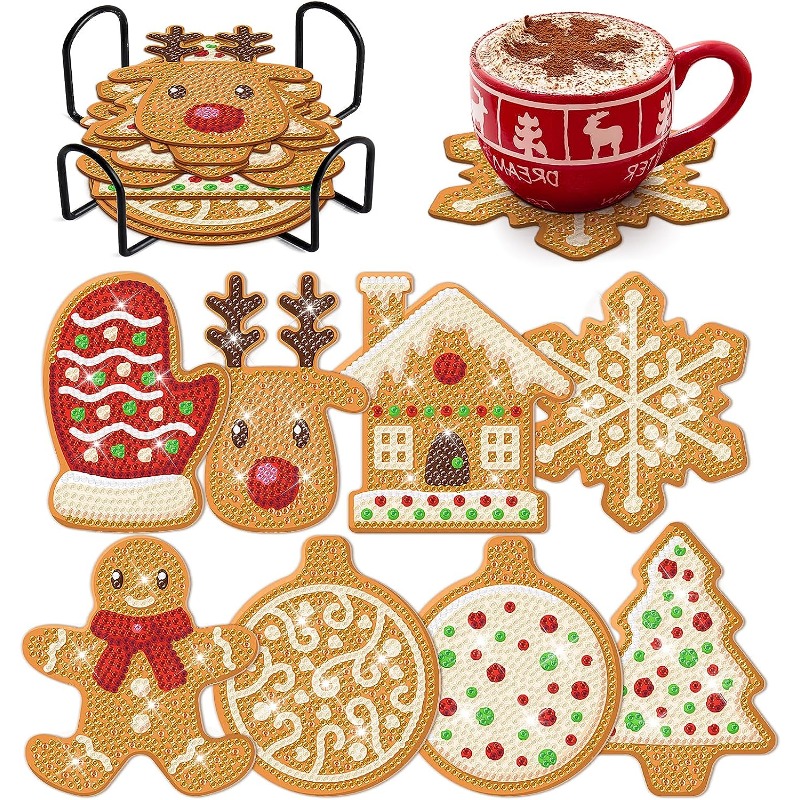 Christmas Coffee Cup Diamond Art Painting Coasters Kits With - Temu