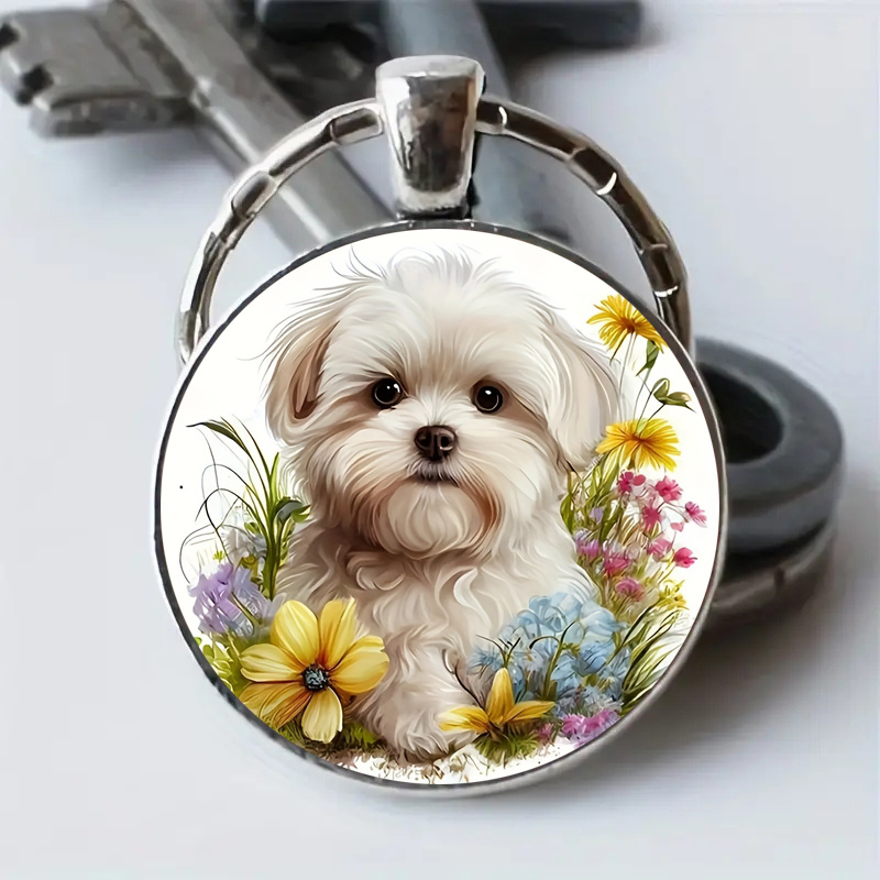 Cute Dog Charm Pendant Keychain/necklace, Printed Metal Animal Keyring,  Perfect Gift For Men Women - Temu