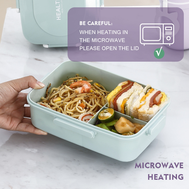 Plastic Lunch Box, Portable Bento Box For Camping And Picnic