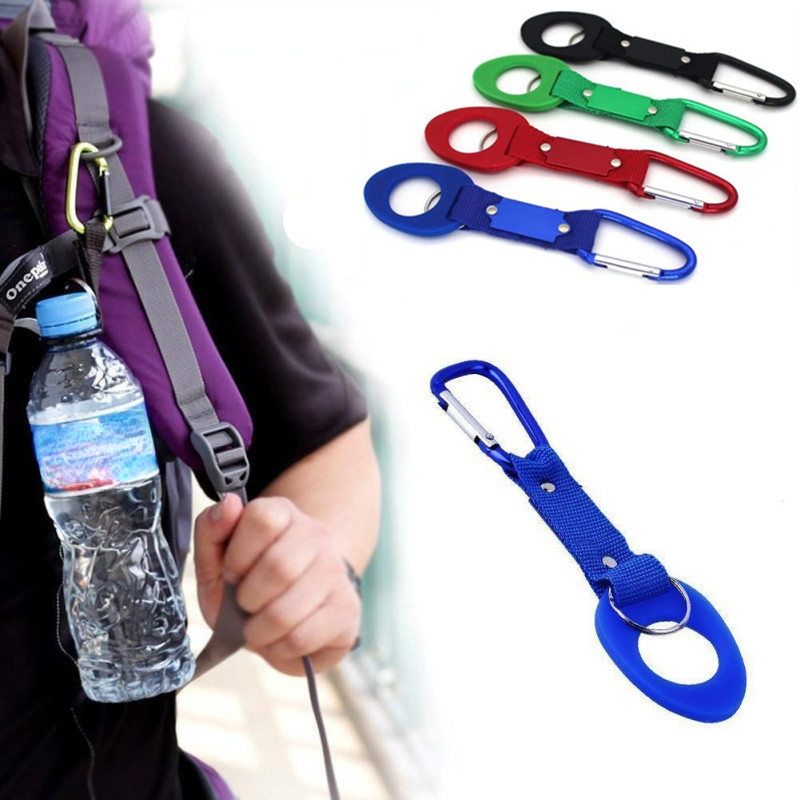 1/2PCS High Quality Aluminum Sports Kettle Buckle Outdoor Carabiner Water  Bottle Holder Rubber Buckles Hook Camping Hiking Tool