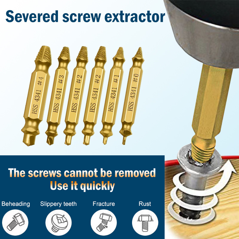 Kit de extractor de tornillos de quebrados HSS 4341 de 6 piezas - Guatemala