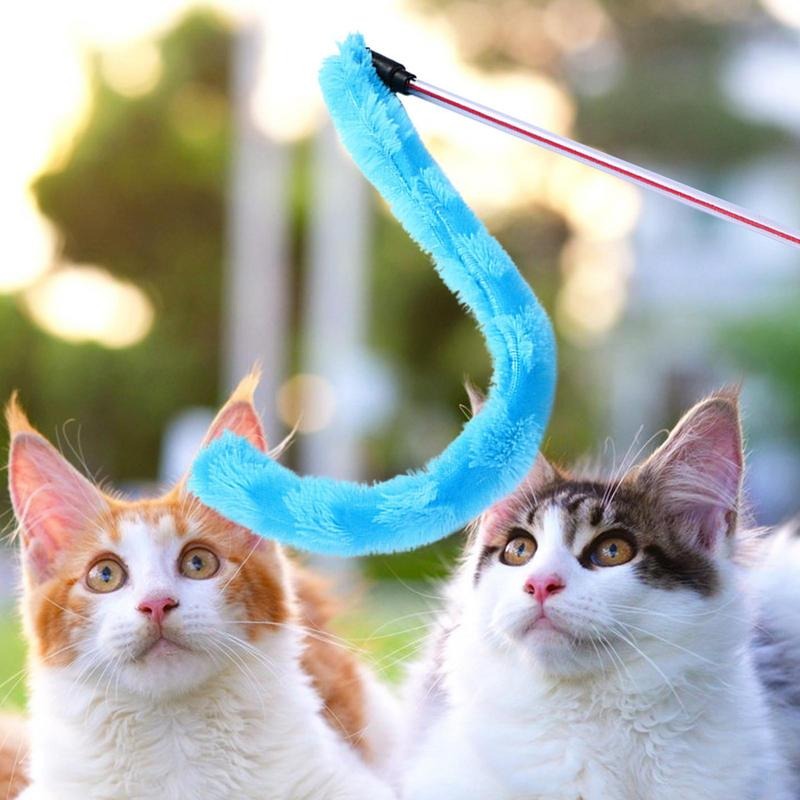 Pet Cat Teaser Stick With Feather Replacement Head Fishing Pole