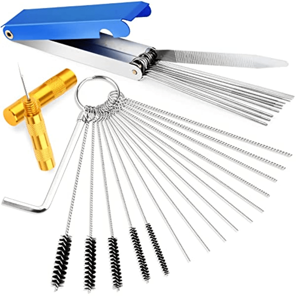 Carb Carburetor Cleaner Cleaning Brushes Kit, Small Wire Brush - 20 Needles  + 10 Brushes
