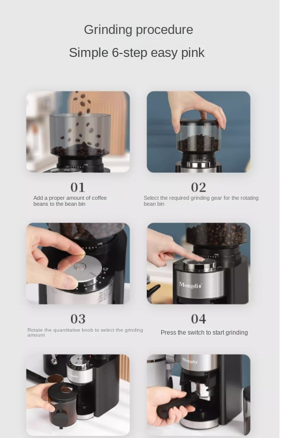 MOJAE Electric Bean Grinder Coffee Bean Grinder Hand-punched Italian Grinder  Quantitative Household Entry-level