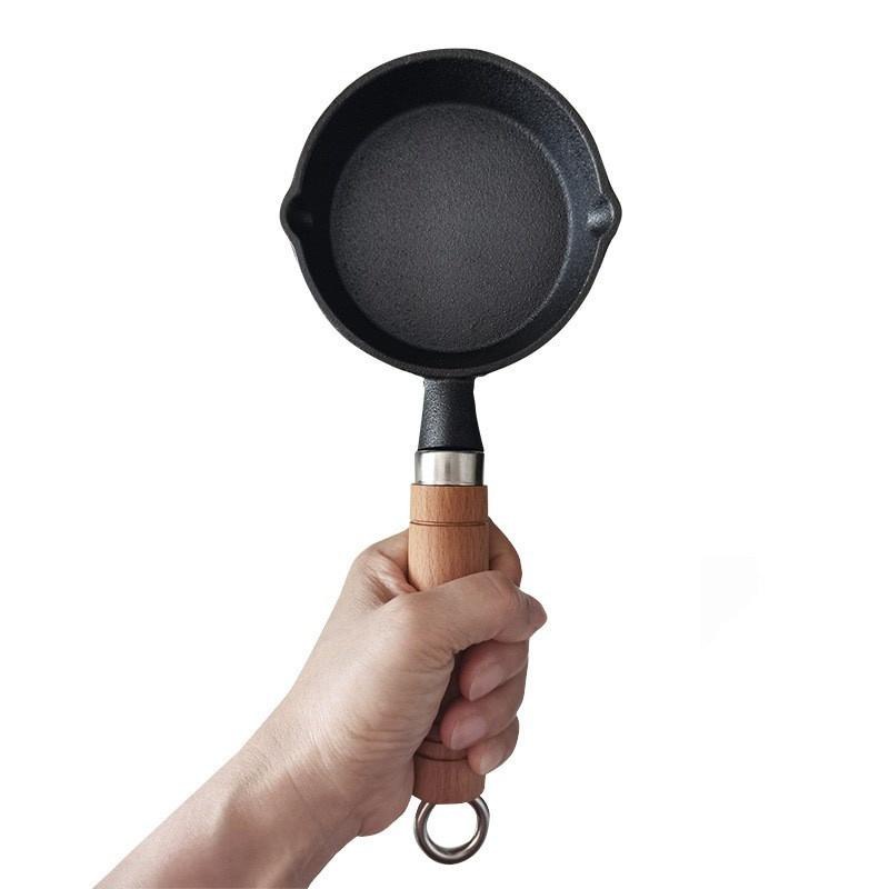 Mini Frying Pan, Cast Iron Skillet With Wooden Handle, Mini Flat Bottomed  Omelet Pans For Egg Dumpling Pancake, Portable Camping Outdoor Cooking  Cookware, Kitchen Utensils - Temu