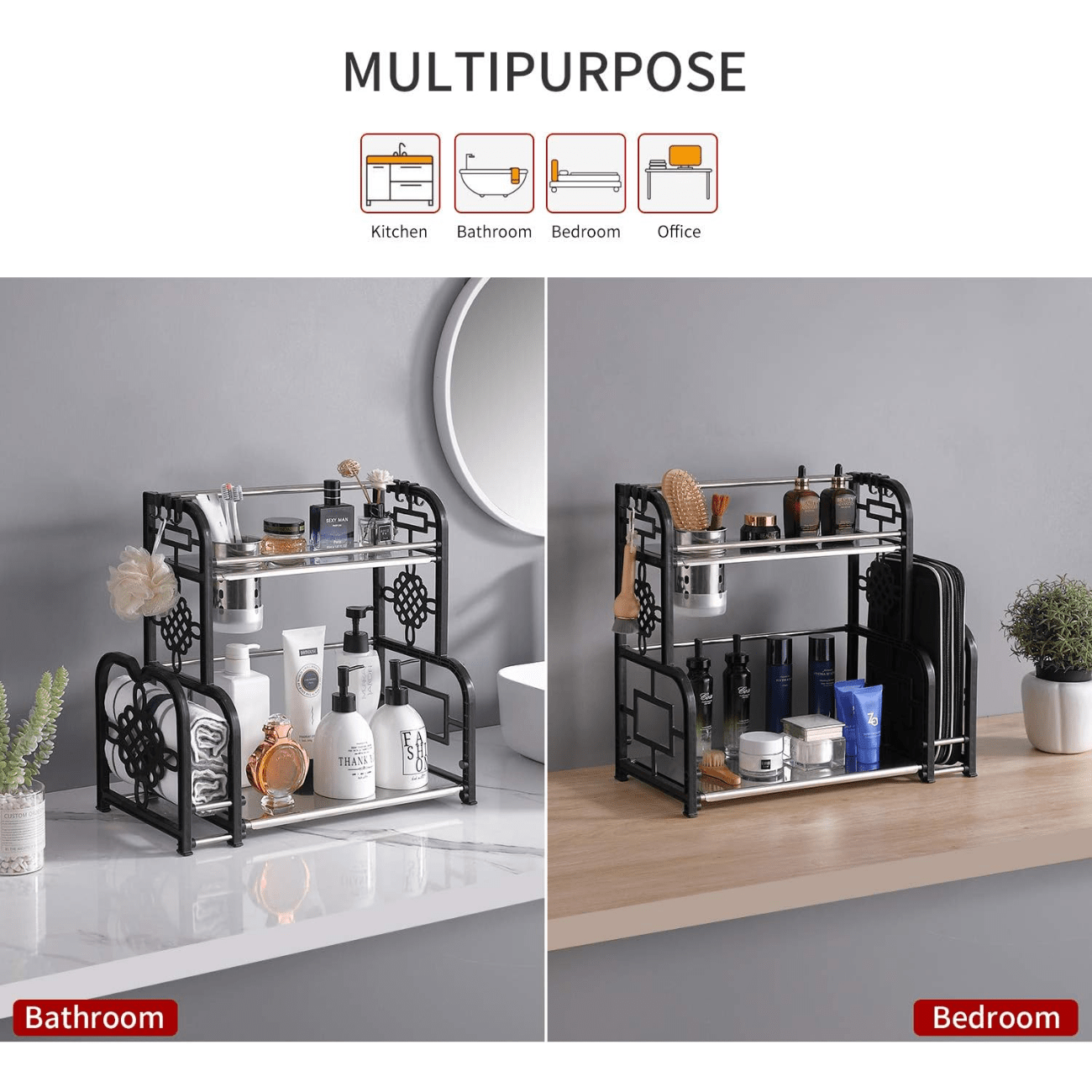 Household Standing 2 Tier Kitchen Multifunction Stainless Steel