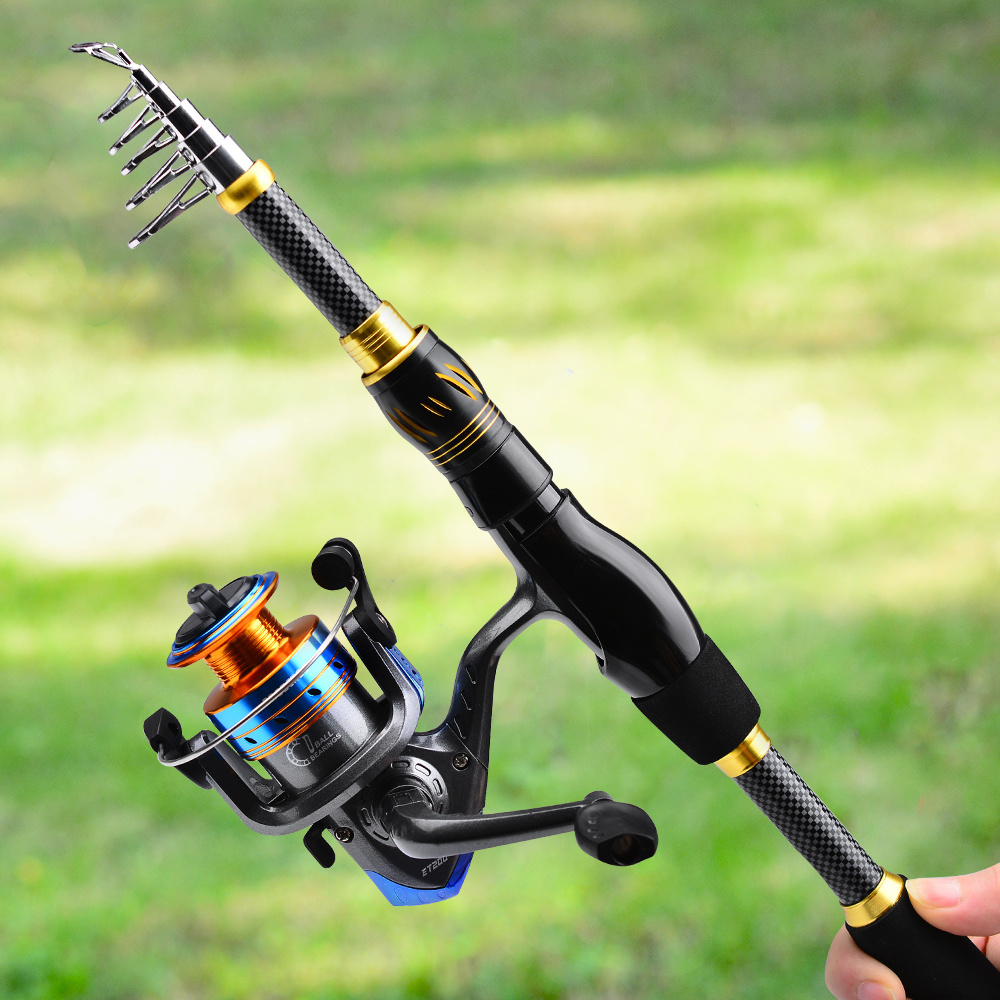 Telescopic Fishing Rod, Fishing Pole, Fishing Rod and Reel Combo,Telescopic  Fishing Rod Kit with Spinning Reel, Collapsible Portable Fishing Pole with