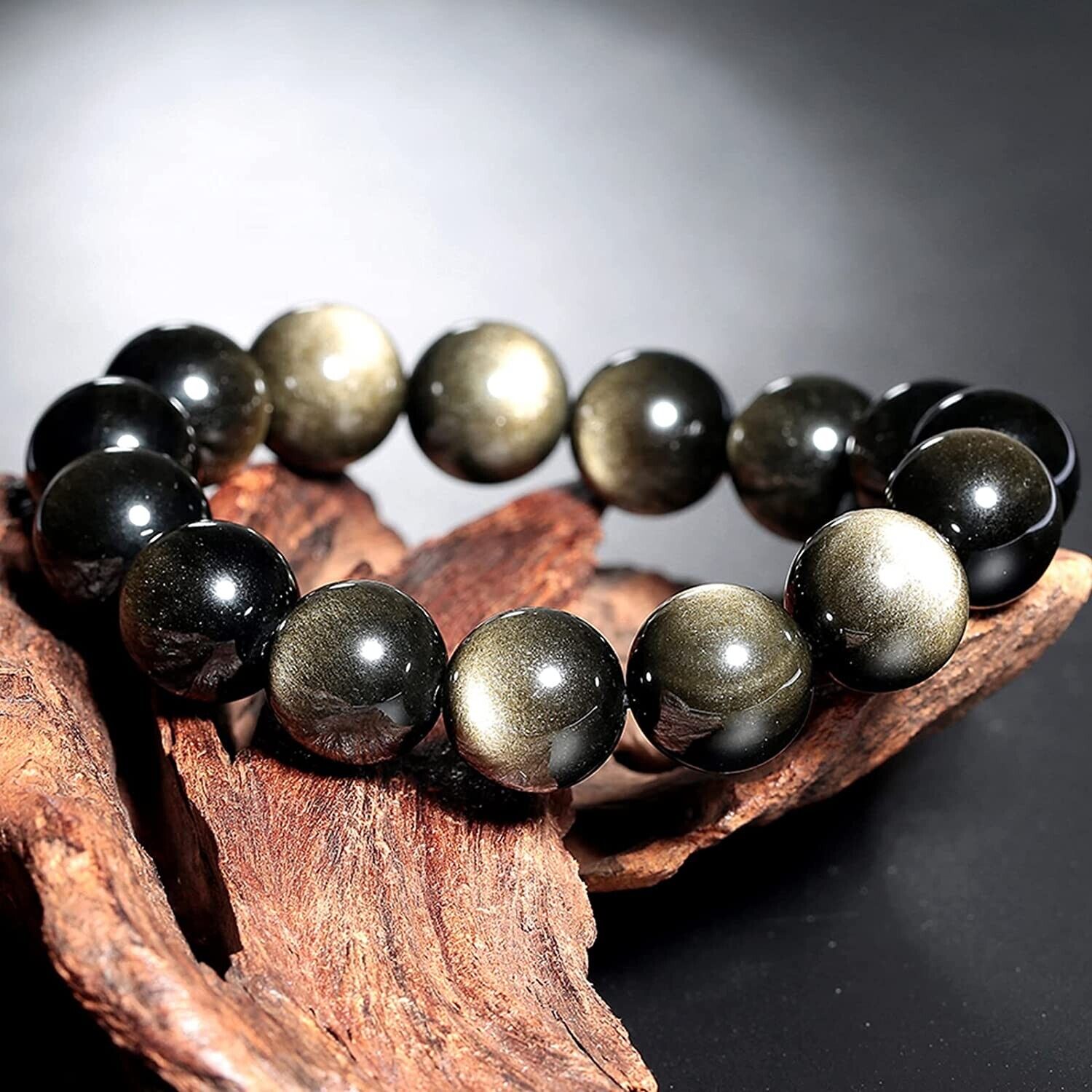 

1pc Stone Beaded Bracelet, Gemstone Stretch Bracelet For Men