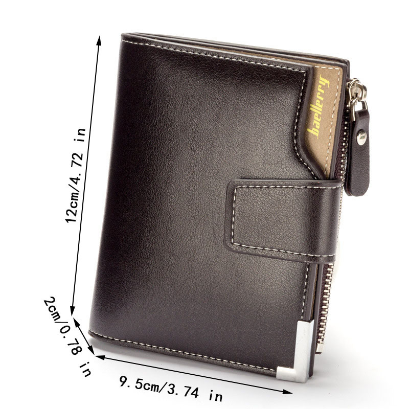 Men's Leather Short Wallet Money Clip, Multi-card Card Holder, Snap Button  Wallet With Zipper Coin Pocket, Gift For Men - Temu