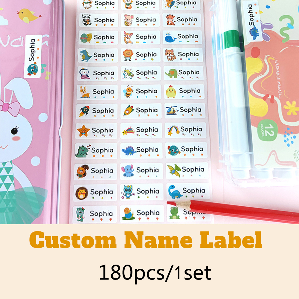 Custom Name Sticker Transparent Waterproof Labels School Stationery