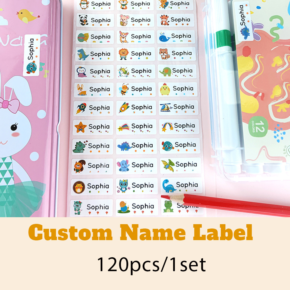 Custom Name Sticker Transparent Waterproof Labels School Stationery