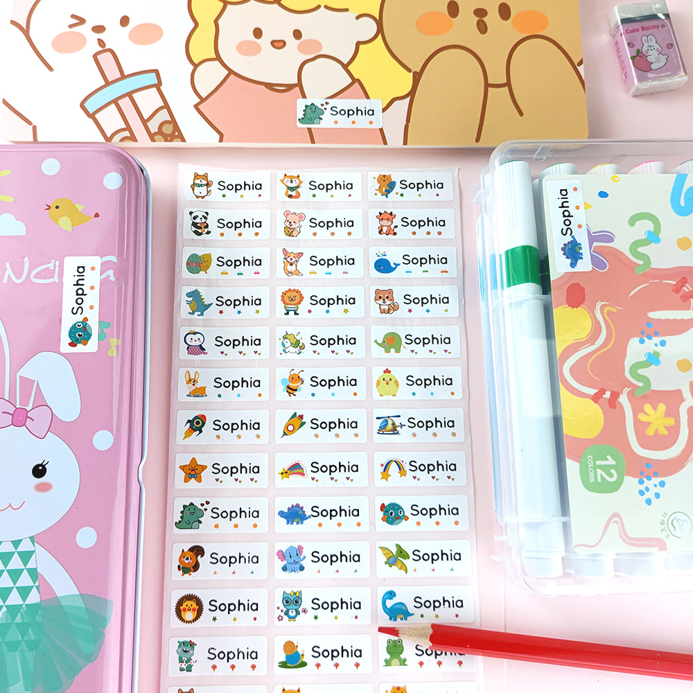 Custom Name Sticker Transparent Waterproof Labels School Stationery