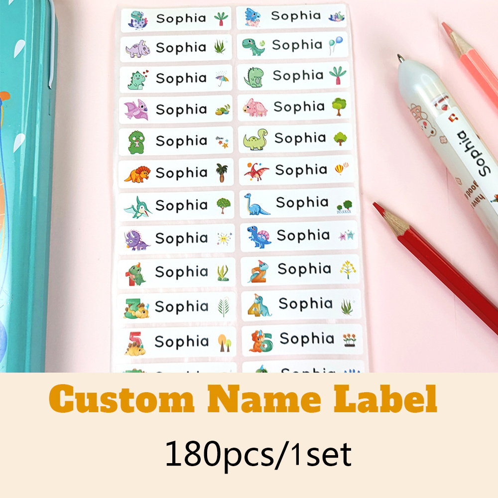 GENEMA 5 Sheets Personalized Labels for Kids School Supplies Waterproof  Custom Name Stickers for Travel Water Bottles Lunch Box 