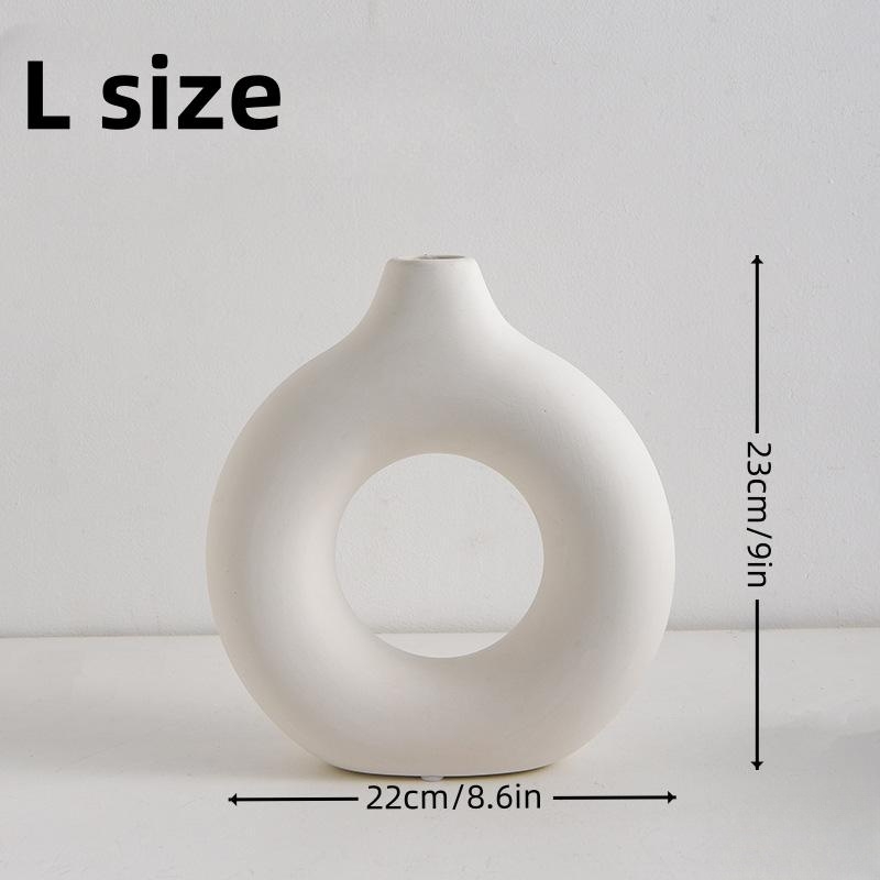 Tyywjw Vaso in Ceramica a Ciambella, Vaso Bianco Ceramica Moderno, Vasi  Decorativi Interno Moderni, Vaso per Pampas Decorative, Vasi di Fiori  Rotondi Fatti a Mano per Soggiorno, Ufficio, Tavolo, L : 